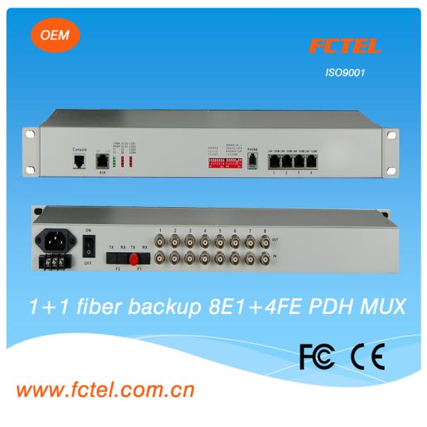 Quality SNMP ,4E1+4GE with Fiber 1+1,  and  2RS232/422/485 PDH Fiber Optical Multiplexer for sale