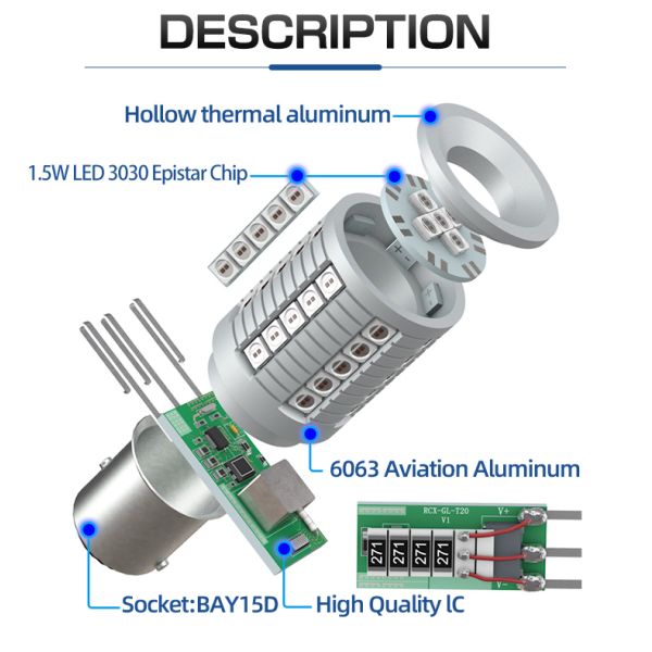 High Brightness Bulb Led Canbus P21w Ba15s 1156 1157 7440 7443 T15 W5W T10 T20 Car Turn Signals Lights