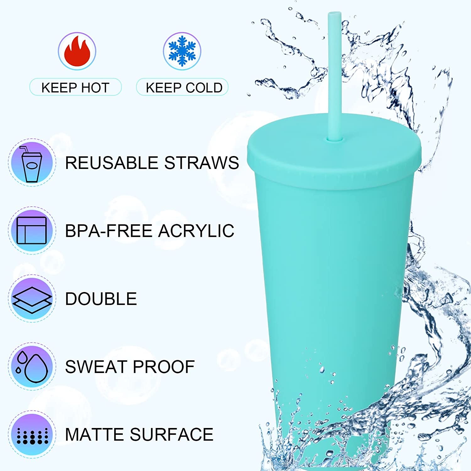 Durable 24 Pieces Reusable Plastic Tumblers Plastic Smoothie Cups With Lids And Straws Versatile Usage For Picnics Weddings Birthday Parties