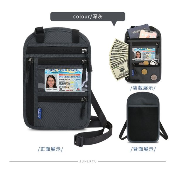 Wholesale Portable Passport Cover Bag Breathable Phone Wallets Unisex Zipper Shoulder Crossbody Bag