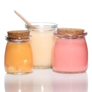 China Mini Labelled Storage Jars Pudding Transparent Glass Container wholesale
