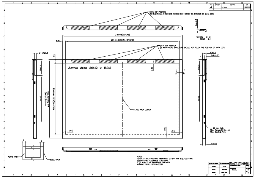 HC101IPA0025-A16 10.1 Inch TFT LCD panel with 40pin LVDS Interface for Temperature Sensitive Equipment 1