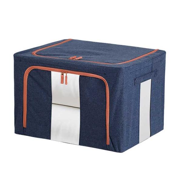 Quality Odorless Clothes Lidded Cotton Linen Storage Box With Dual Zippers Capacity 66L for sale