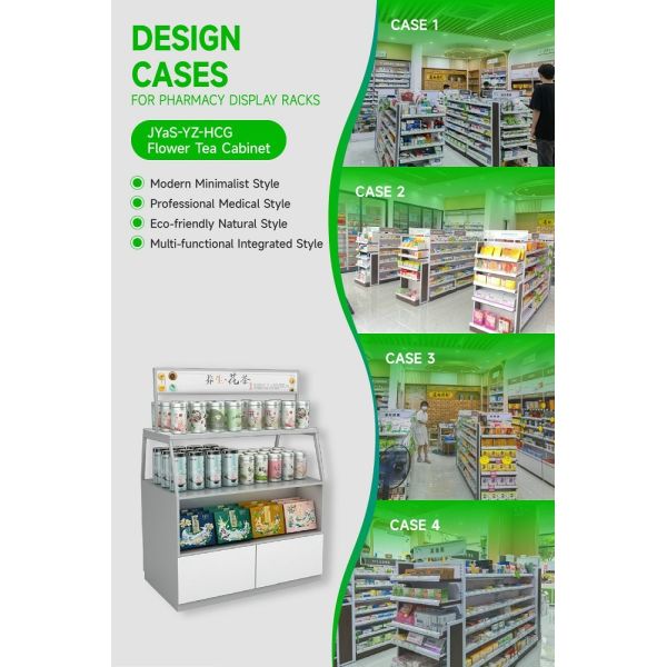 JYaS-YZ-HCG Uniform Brand Image Flower Tea Cabinet for Large Chain Pharmacies with 5mm Double-Sided KT Board