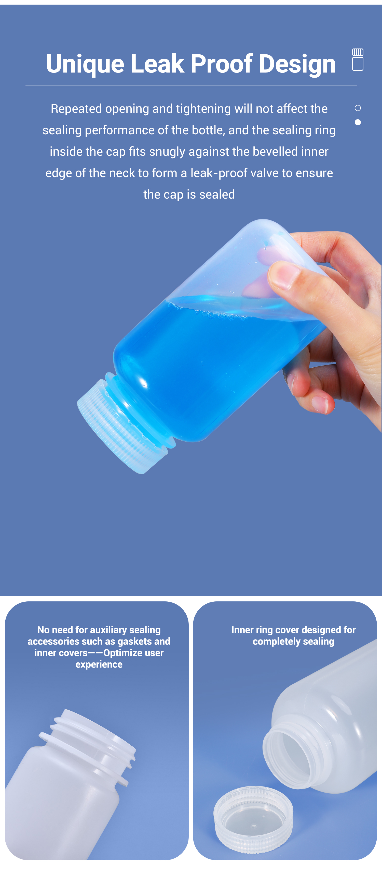 Plastic Screw Cap Wide Mouth Laboratory Chemical Reagent Bottle with ODM Service