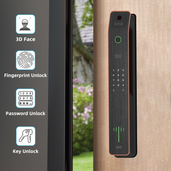Night Vision Face Recognition Door Lock 80mm Smart Digital Locks