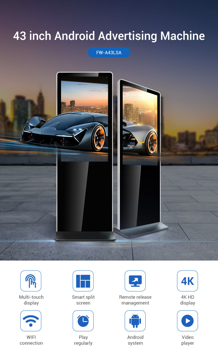 Floor Standing Interactive Flat Panel Display 43 Inch Big Touch Screen