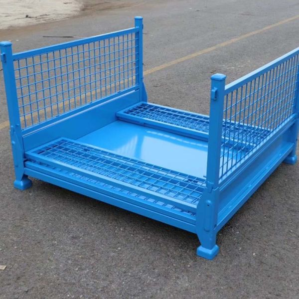 Foldable Industrial Grid Metal Pallet Box Strong Structure Storage Box