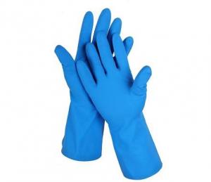 China 18 Mil Gloves Blue Nitrile Kitchen 330mm Nitrile Gloves For Chemical Use wholesale