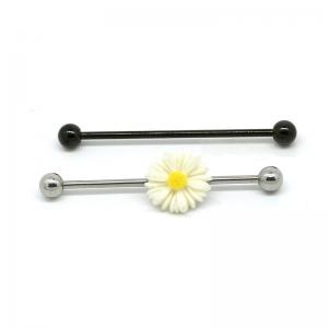 China New arrival acrylic flower on industrial bar ear piercing jewelry set wholesale