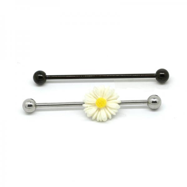 Quality New arrival acrylic flower on industrial bar ear piercing jewelry set for sale