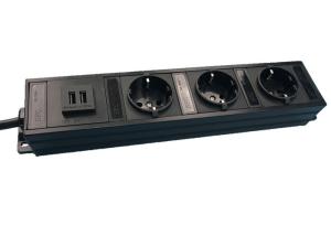 3 Jack EU Standard Power Strip With USB Charger Wall Mount For Multi Device Charging