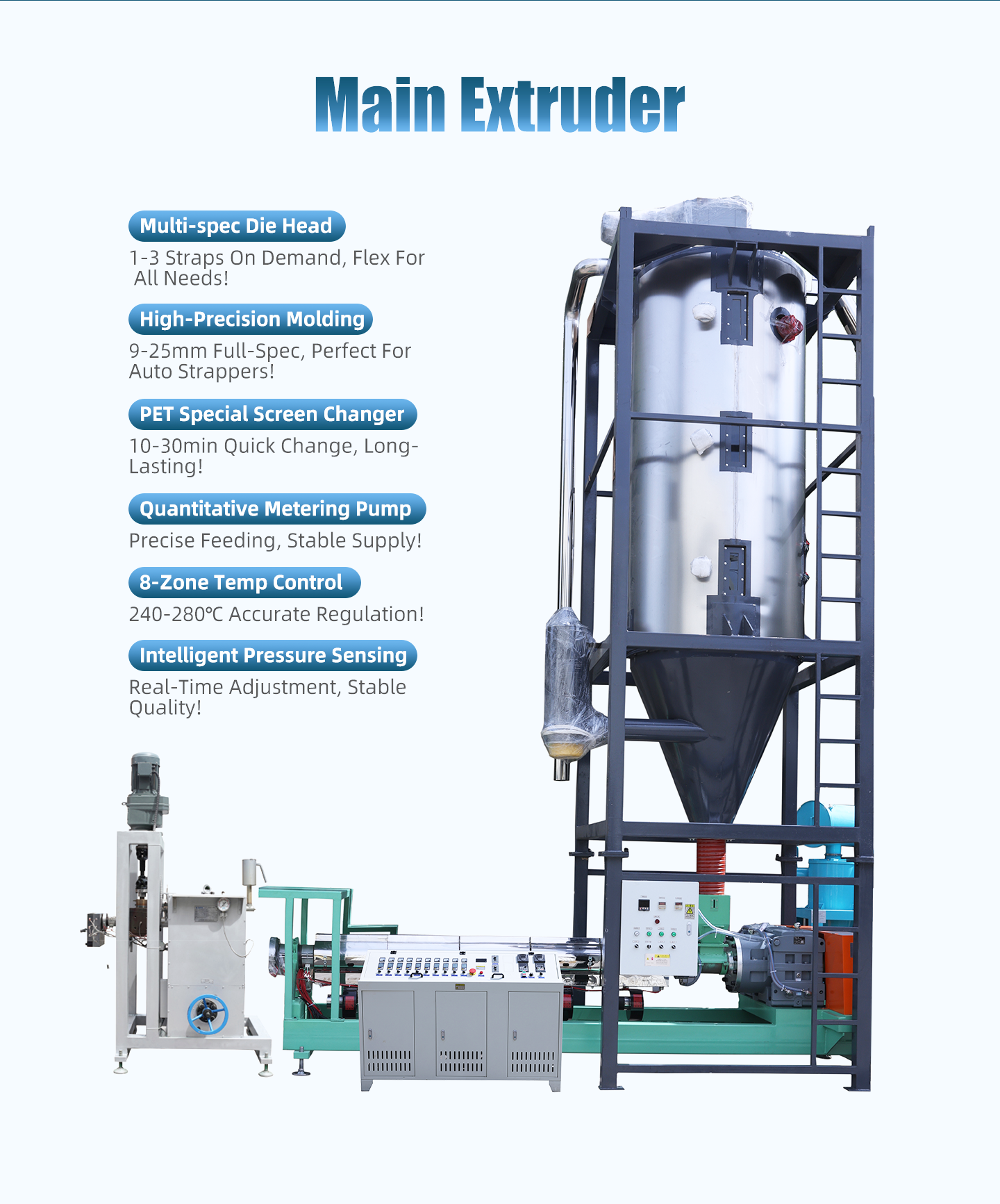 PET Packging Straps Making Machine Capacity 200-350Kg/hr Banding/Belt Production line