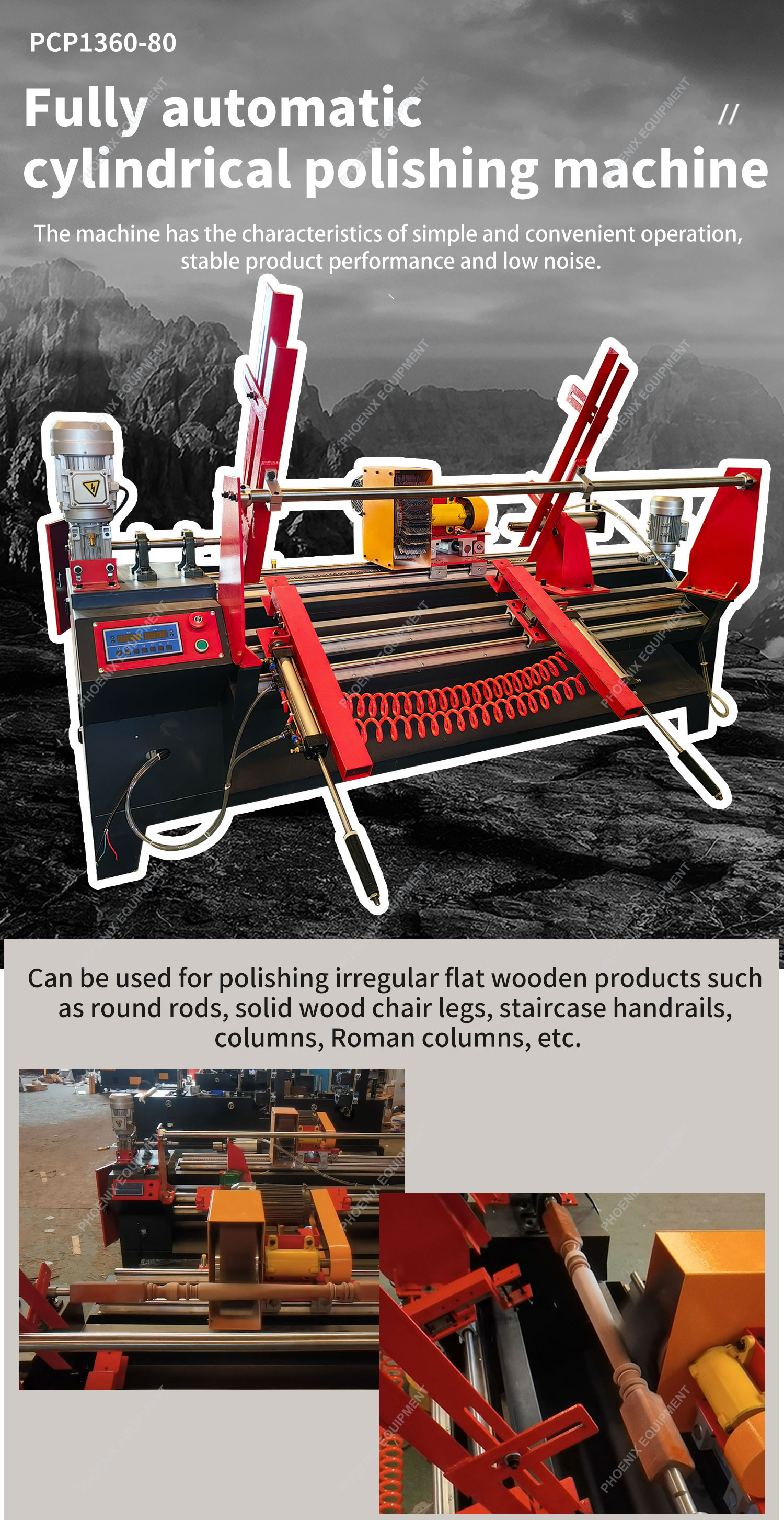 Building Material Shops PCP1360-80 High Speed Polishing Machine for Staircase Handrails