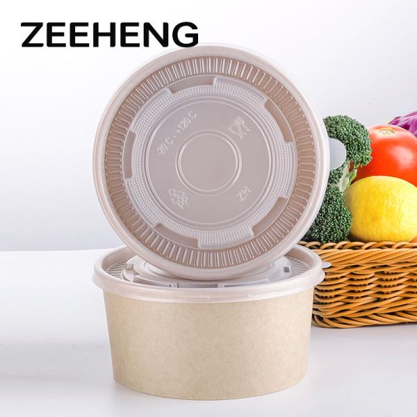 Eco-friendly disposable food grade bamboo pe coated paper bowl