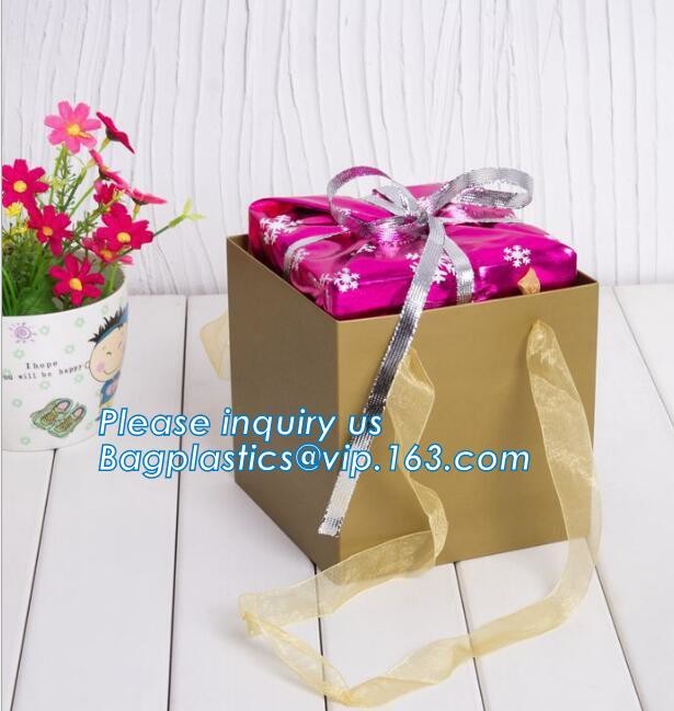 Custom paper bag with handle coated white paper bag printing pattern flower carrier bag,Flower carrier paper bags with d