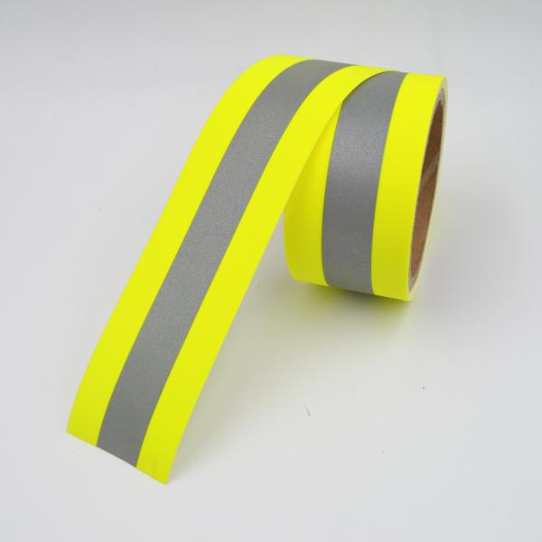 Quality Warning Segmented Reflective Tape Sew On Yellow Silver Flame Retardant Reflective Tape 1mx50m for sale