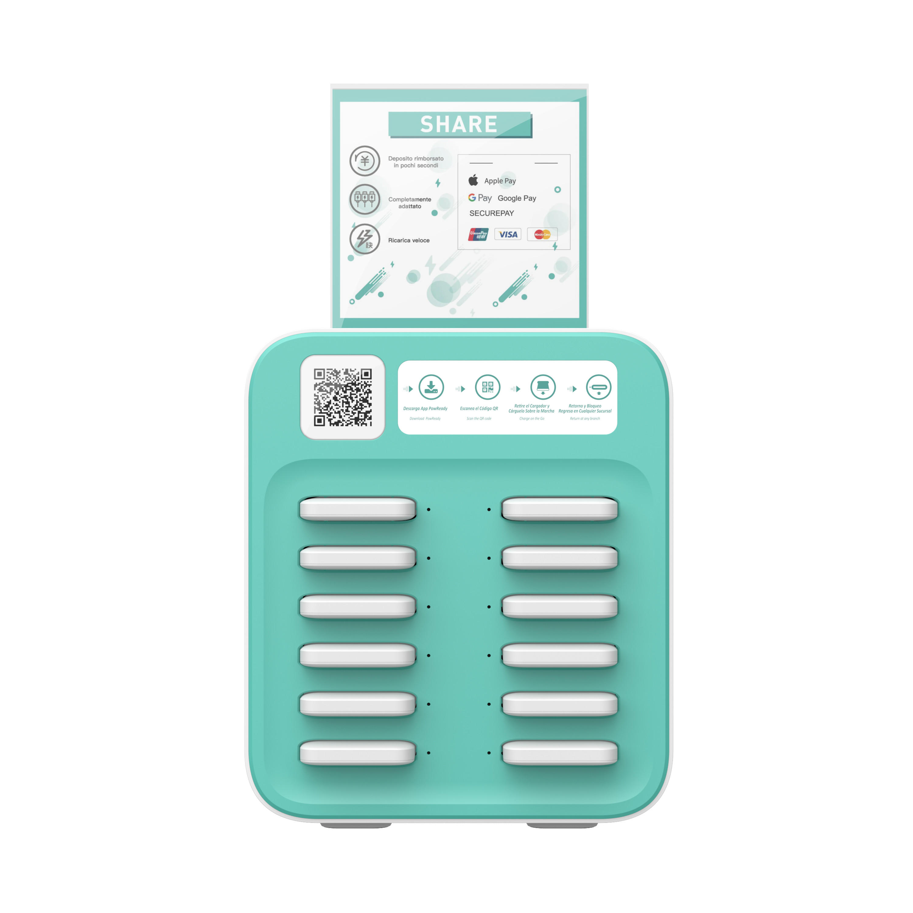 China ROHS Advertising Mobile Phone Charging Station Rental 5000mAh*6 wholesale