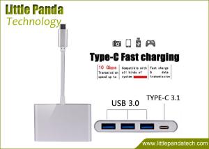 China Premium 4 Ports Aluminum USB Hub Type C USB 3.1 Hub Adapter for Phone and Macbook on sale
