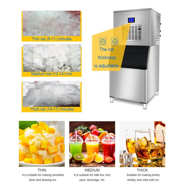 RV Ice Shape 200KG Flake Ice Block Maker Automatic Commercial Ice Maker Machine for Business Frozen Seafood