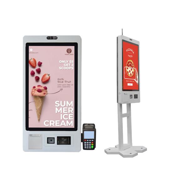 Quality 32 Inch Shopping Mall Automated Checkout Machine Touch Screen Digital Kiosk Printer QR Code Scanner for sale