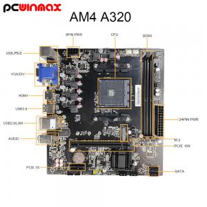 China PCWINMAX A320 Motherboard - AMD Ryzen AM4, M.2 NVMe, 2 SATA3, HD, DVI, VGA Motherboard wholesale