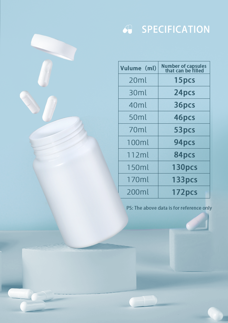 112ml Small Round HDPE Plastic Bottle Container With Children Safety Cap White Advantage