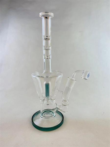 Quality 18.8mm 16.5" Water Pipes Glass Bongs Big Green Smoking Perc Hookah for sale