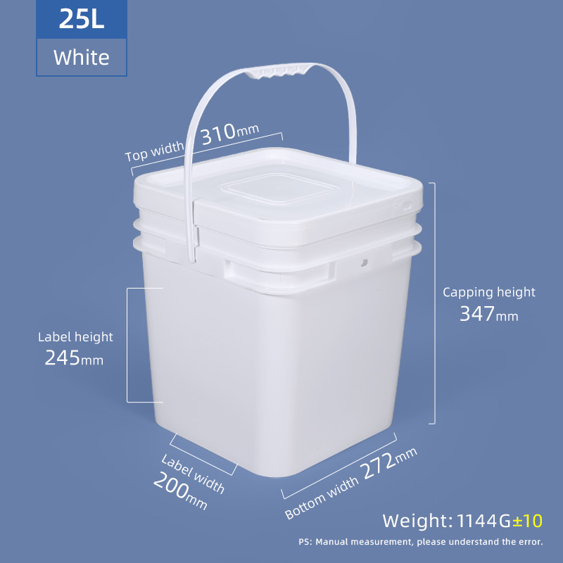 Milk Square Rectangle Customize Heavy Duty Food Snacks Plastic Bucket With Pastic Handle And Lid