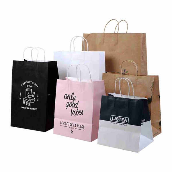 Eco Friendly Takeaway 12x7x17 Paper Bag Brown Kraft Gift Bags