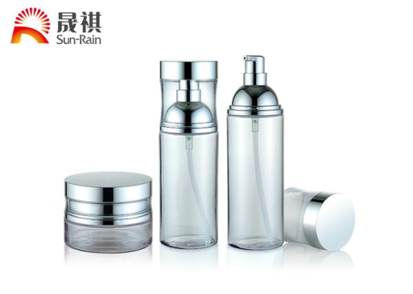 Quality Empty round transparent cosmetic bottles and jars set 100ml 120ml 50g for sale