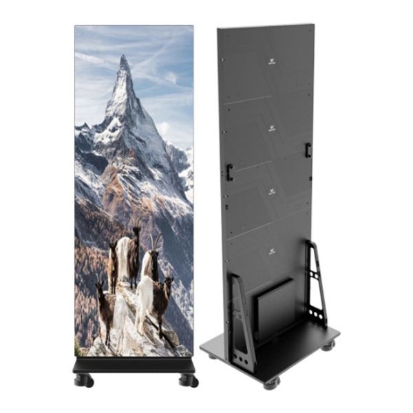 P1.25 Floor Standing LED Poster Cabinet1x5 600*1687.5mm Front Service