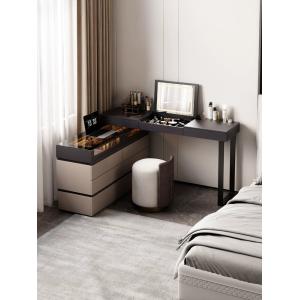 China Velvet Upholstered Dark Wood Dressing Table Bedroom Makeup Vanity wholesale