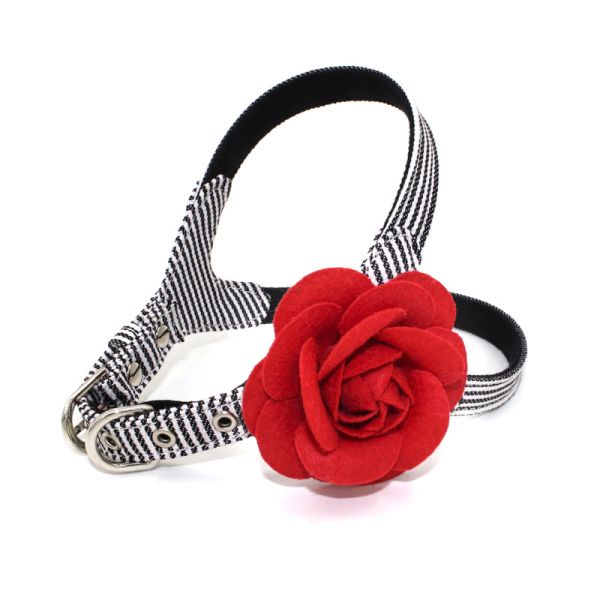Cute Flower Dog Collars And Leashes Perfect Fit Harness With Safety Hooks