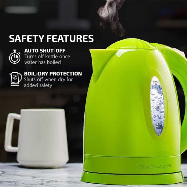 Stylish and Durable Braising Cups Electric Kettle Fire Safety Feature and 2 Included Trendy Colors