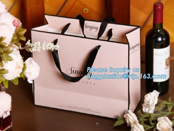 Custom paper bag with handle coated white paper bag printing pattern flower carrier bag,Flower carrier paper bags with d