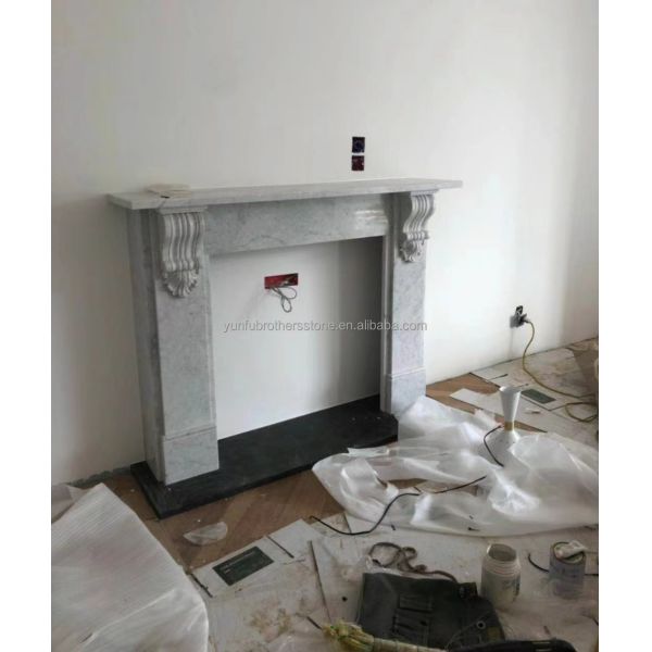 Function Without Remote Control Carara White Table Top Fireplace Insert with Frame Shelf
