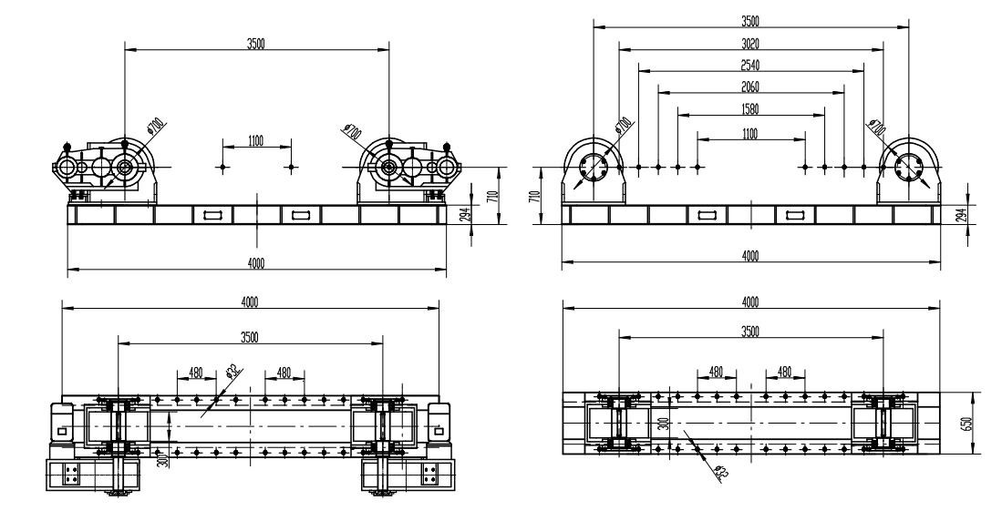 300 Ton Pipe Welding Turning Rolls Conventional Welding Rotator Self Aligning