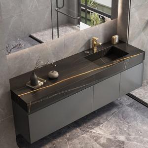 China Hardware YALIG Modern Furniture Bathroom Cabinet with Mirrored Sink and Drawer Slides wholesale
