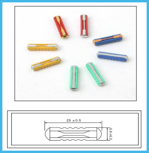 Ceramic GBC 6x25mm Medium Voltage Fuse Torpedo Shaped 5 Amp Car Fuse