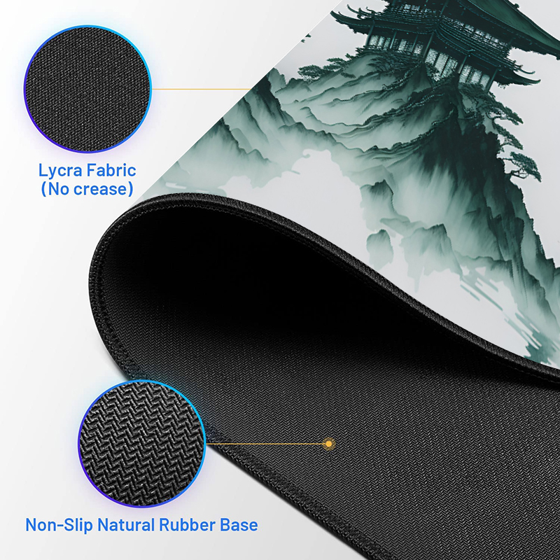 Custom Design Table Game Mouse Pad Chinese Landscape Style for and Comfortable Gaming