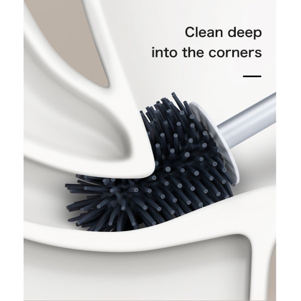 Bathroom Sustainable Silicone Toilet Cleaning Brush And Holder Set Multipurpose
