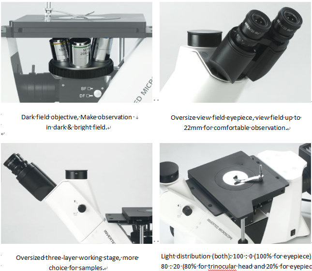 Bright Dark Field Trinocular Inverted Metallurgical Microscope with Infinity Plan Objective