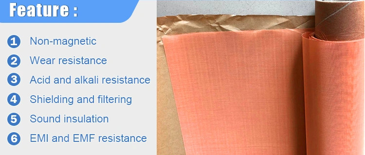 99.8% 100 Mesh Copper Wire Mesh / Fabric 1m Width Non Magnetic