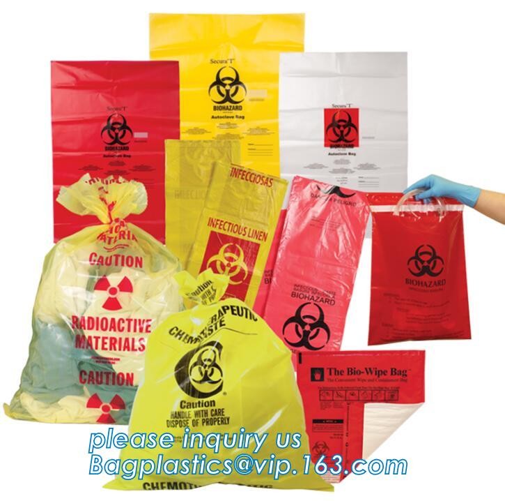LDPE biohazard waste bin bags disposable medical autoclave bags, biohazard specimen bag plastic adhesive flat bag, bagea