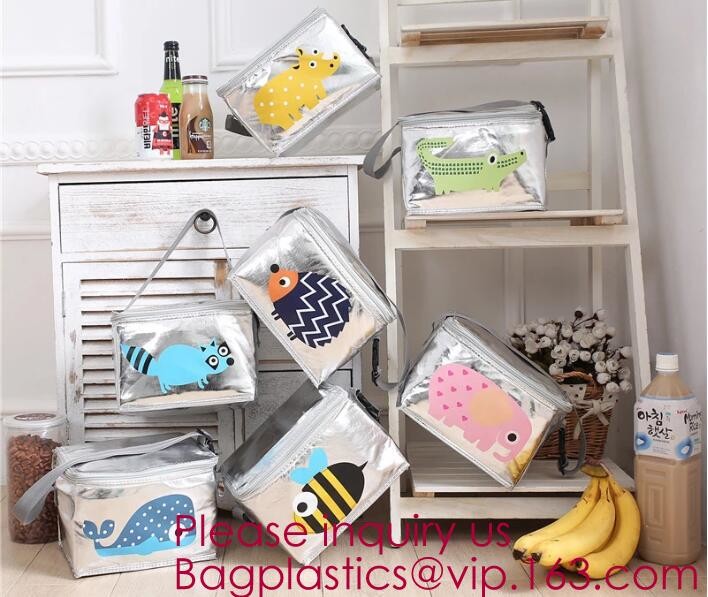 Custom Packing Aluminum Foil Zip-Lock Grocery Handle Thermal Insulation Cooler Bag For Outdoors,Promotional Insulated La