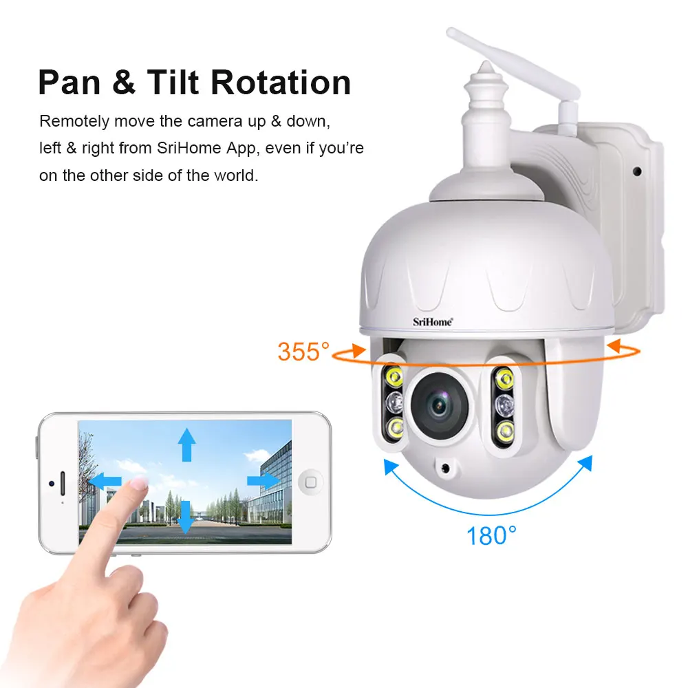 Outdoor Waterproof Security Camera 5MP Full Color Night Vision WiFi Auto Motion Tracking Camera