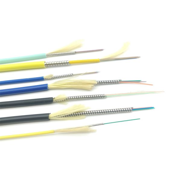 SM G657A2 Indoor Armored Fiber Optic Cable Tight Duplex LSZH Black Anti Rodent