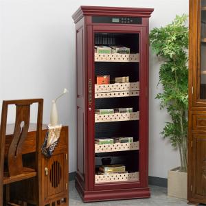 China Touch Sensitive Control Red Sold Wood Cigar Cooler Humidifier With Locker on sale