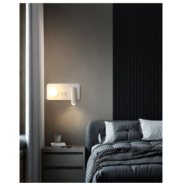White Reading acrylic ball Wall Lamp 3W +5W Interior Bedroom Bedside Desk Wall Sconce Light Fixture For Indoor Hotel